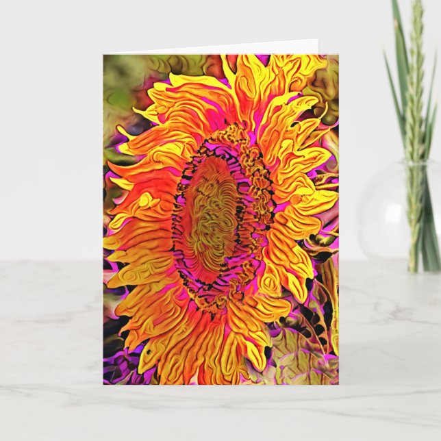 Carte d'art Abstrait de tournesol brillant (Devant)