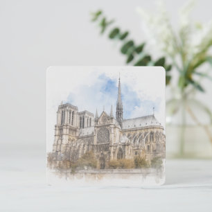Carte d'art aquarelle de Notre Dame, Paris