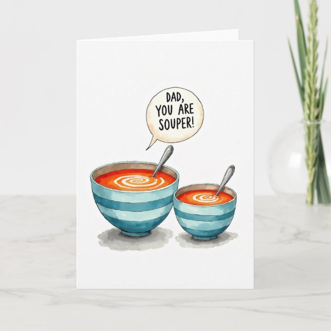 Carte d'art aquarelle Souper Papa (Devant)