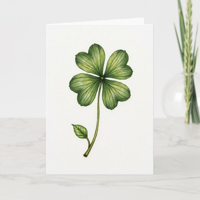 Carte d'art aquarelle Trèfle (Devant)