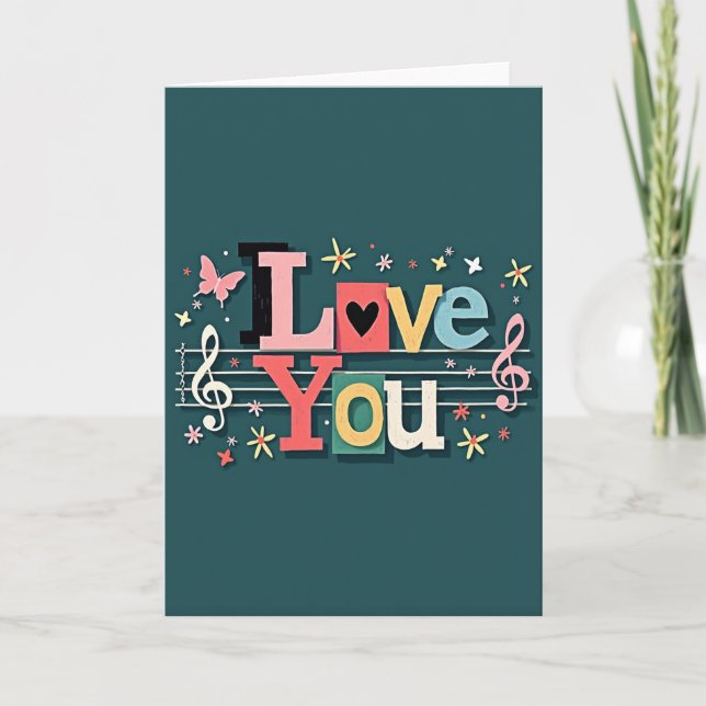Carte d'art artisanale 'Je t'aime' (Devant)