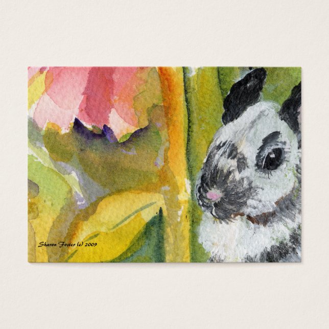 Carte d'art ATC Bunny noir et blanc ACEO (Devant)