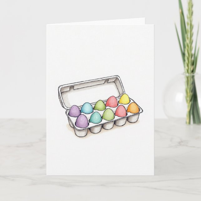Carte d'art aux dix œufs colorés (Devant)