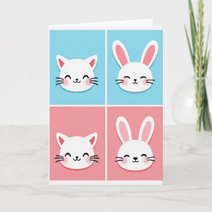 Carte d'art aux visages d'animaux mignons