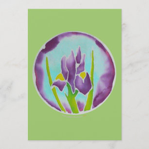 Carte d'art Batik Fleur Iris violet