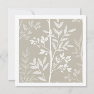 Carte d'art botanique à silhouette florale beige n