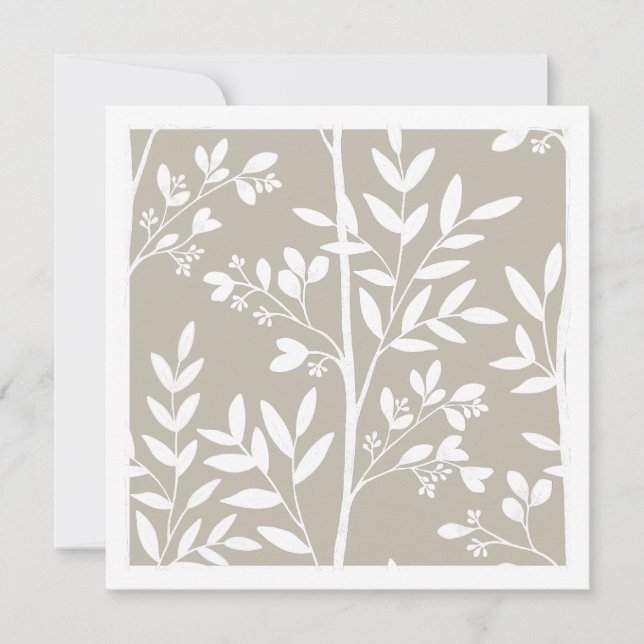 Carte d'art botanique à silhouette florale beige n (Devant)