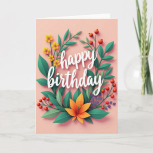 Carte d'art botanique d'anniversaire