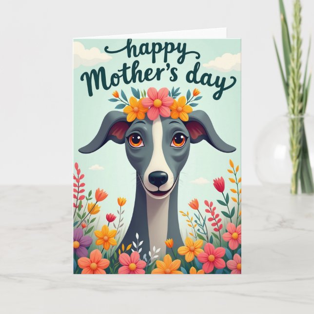 Carte d'art canine Couronne Florale (Devant)