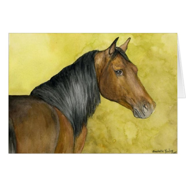 Carte d'art Cheval Thoroughbred Watercolor Horse (Devant horizontal)