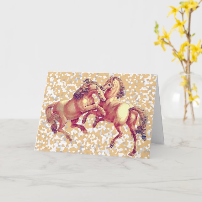 Carte d'art Cheval vintage (Fleur jaune)