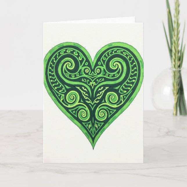 Carte d'art Cœur Celtique Vert (Devant)