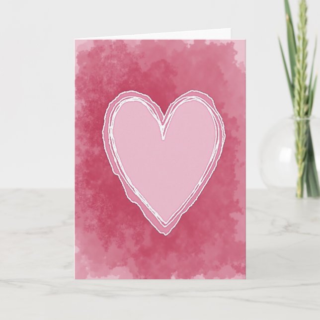 Carte d'art cœur romantique rose (Devant)