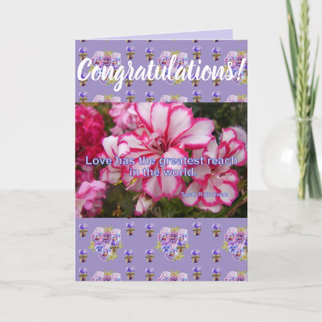 Carte d'art Congatations Florales Fleur Rose (Devant)