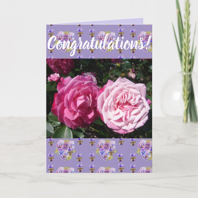 Carte d'art Congatations Florales Fleur Rose (Devant)