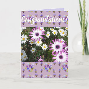 Carte d'art Congatations Florales Fleurs Roses