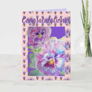 Carte d'art Congatations Florales Fleurs Roses