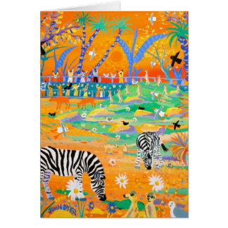 Carte d'art : Coucher du soleil rayé de safari au