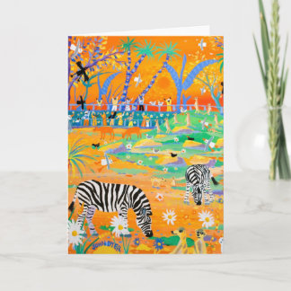 Carte d'art : Coucher du soleil rayé de safari au