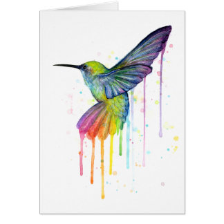 Carte d'art d'aquarelle de peinture de colibri