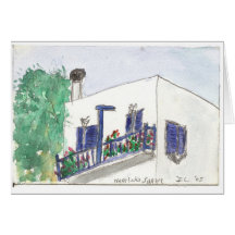 Carte d'art d'aquarelle "près de Laki de carré"