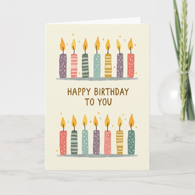 Carte d'art de bougies d'anniversaire sucrées (Devant)