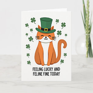 Carte d'art de chat lutin chanceux