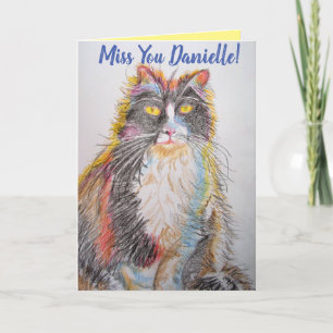 Carte d'art de chat tuxedo mignon dessin vous manq