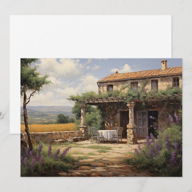 Carte d'art de château de campagne français proven (Devant / Derrière)