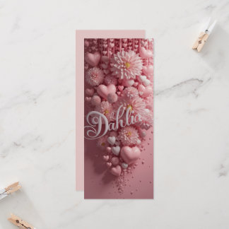 Carte d'art de dahlia pastel en fleurs avec des cœ