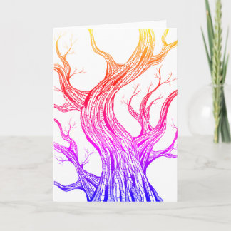 Carte d'art de dessin au stylo d'arbre abstrait ef