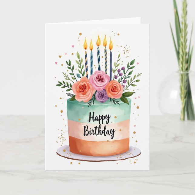 Carte d'art de gâteau à l'aquarelle (Devant)