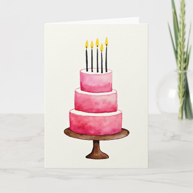 Carte d'art de gâteau rose superposé (Devant)