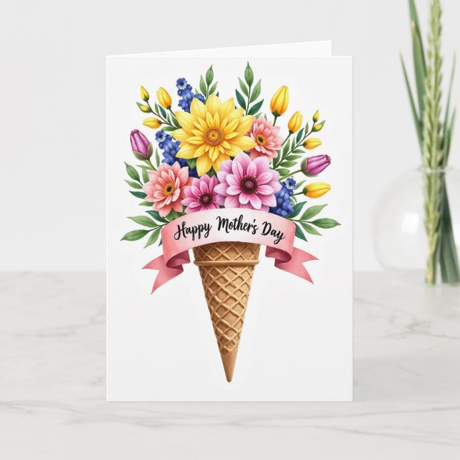 Carte d'art de la fête des mères Cône Gaufre (Devant)