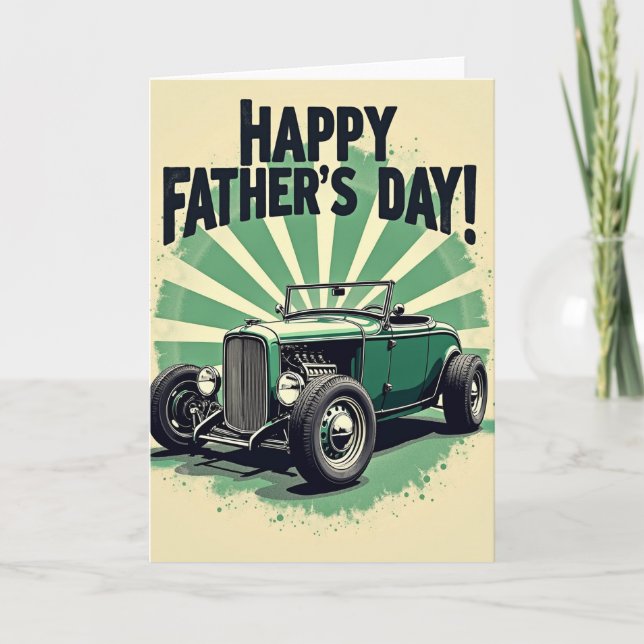 Carte d'art de la fête des pères rétro auto (Devant)