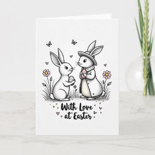 Carte d'art de lapin d'amour de Pâques