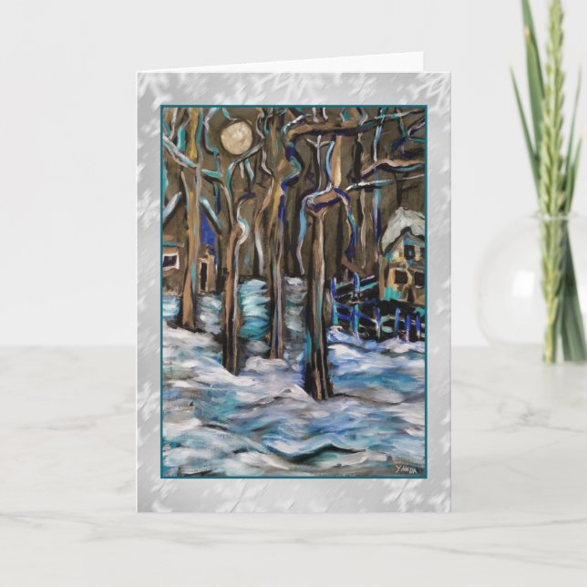 Carte d'art de lune d'hiver (Devant)
