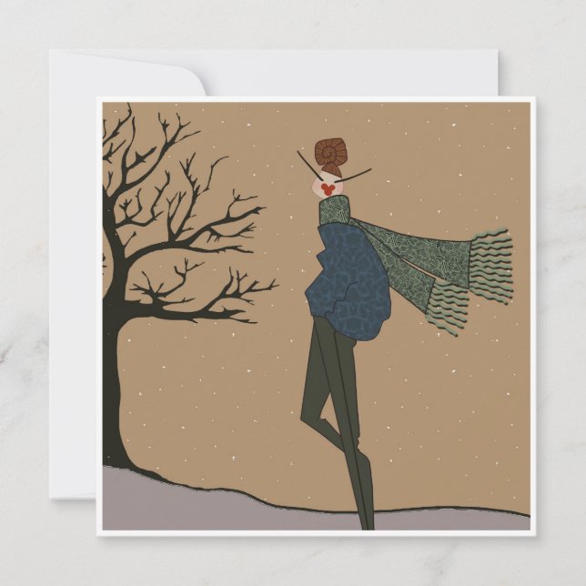 Carte d'art de mode pour la neige des vacances d'h (Devant)