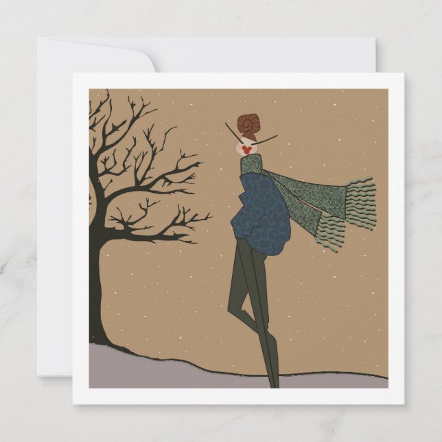 Carte d'art de mode pour les vacances d'hiver enne (Devant)