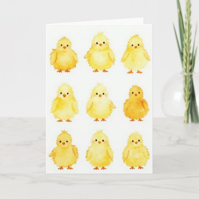 Carte d'art de neuf poussins mignons (Devant)