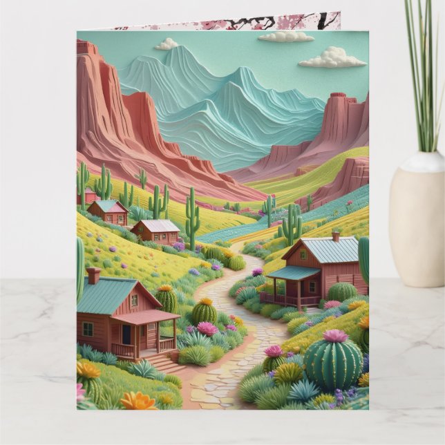 Carte d'art de paysage du désert occidental 3D – C (Devant)