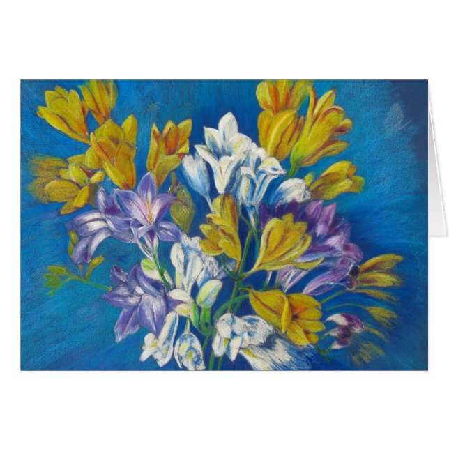 Carte d'art de petit bouquet de freesia (Devant horizontal)