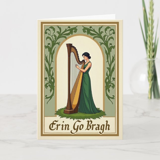 Carte d'art de sérénade à la harpe irlandaise (Devant)