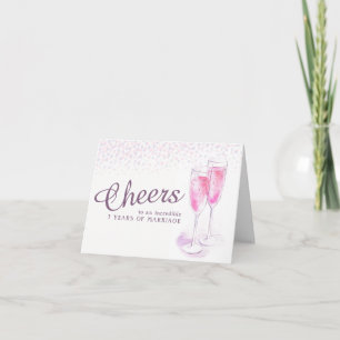 Carte d'art de verre à champagne pour les 3 ans de