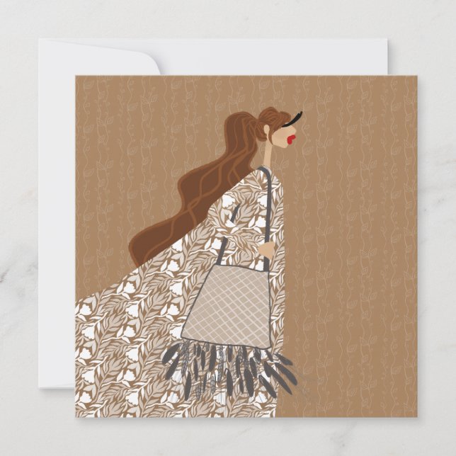 Carte d'art d'illustration de look boho d'été indi (Devant)