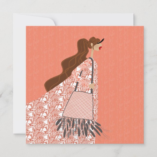 Carte d'art d'illustration de look boho d'été indi (Devant)