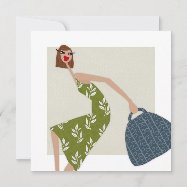 Carte d'art d'illustration de mode estivale Chic D (Devant)