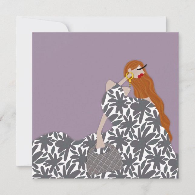 Carte d'art d'illustration de mode Féminin Glamour (Devant)