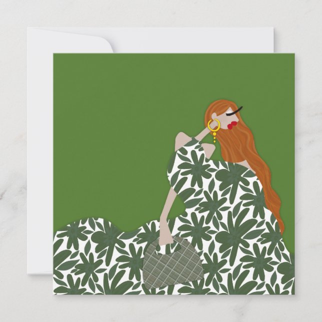 Carte d'art d'illustration de mode florale féminin (Devant)