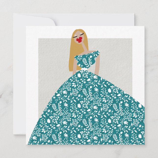 Carte d'art d'illustration de mode glamour avec ro (Devant)